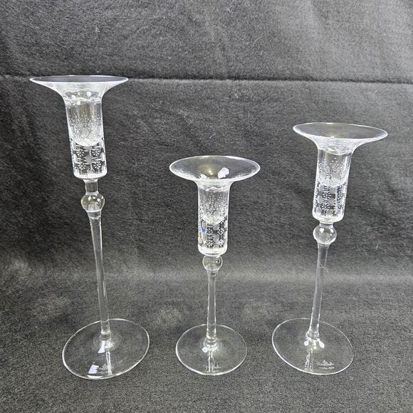 VTG Bjorn Wiinblad Rosenthal Studio Line Crystal Candlestick Set (3) Romance 70s - Picture 3 of 16